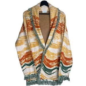Essitam Women's Cardigan Size M Multicolor Pockets No Belt Open Cotton Cashmere